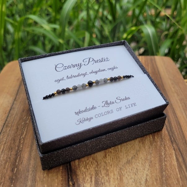 Naszyjnik czarny prestiż TEJE.ART w eleganckim pudełku prezentowym