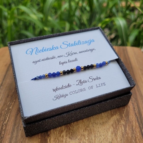 Naszyjnik niebieska stabilizacja TEJE.ART w eleganckim pudełku prezentowym