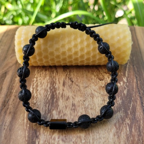 Bransoletka meska Shamballa z tygrysim okiem i lawa od TEJE.ART