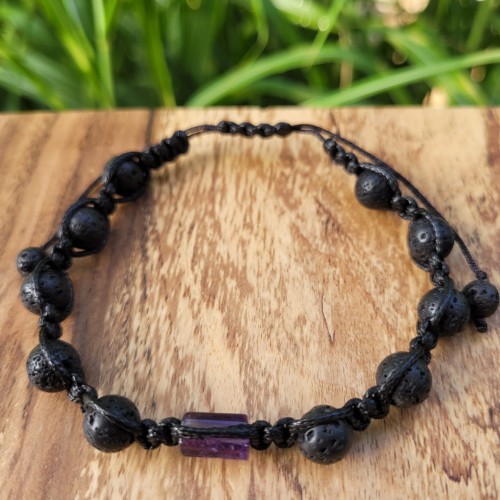 Bransoletka meska Shamballa z ametystem i lawa od TEJE.ART
