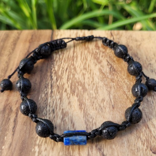 Bransoletka meska Shamballa z lapis lazuli i lawa od TEJE.ART