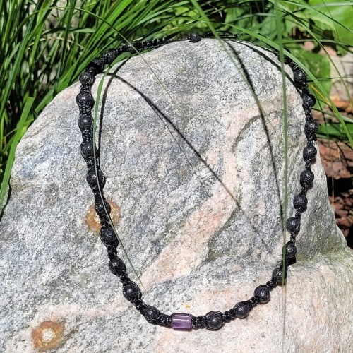 Naszyjnik meski Shamballa z ametystem i lawa od TEJE.ART